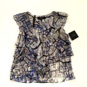 NWT Robert Rodriguez Silk Ruffle Tiered Animal Print Top Tank Blouse 2 0 XS $265
